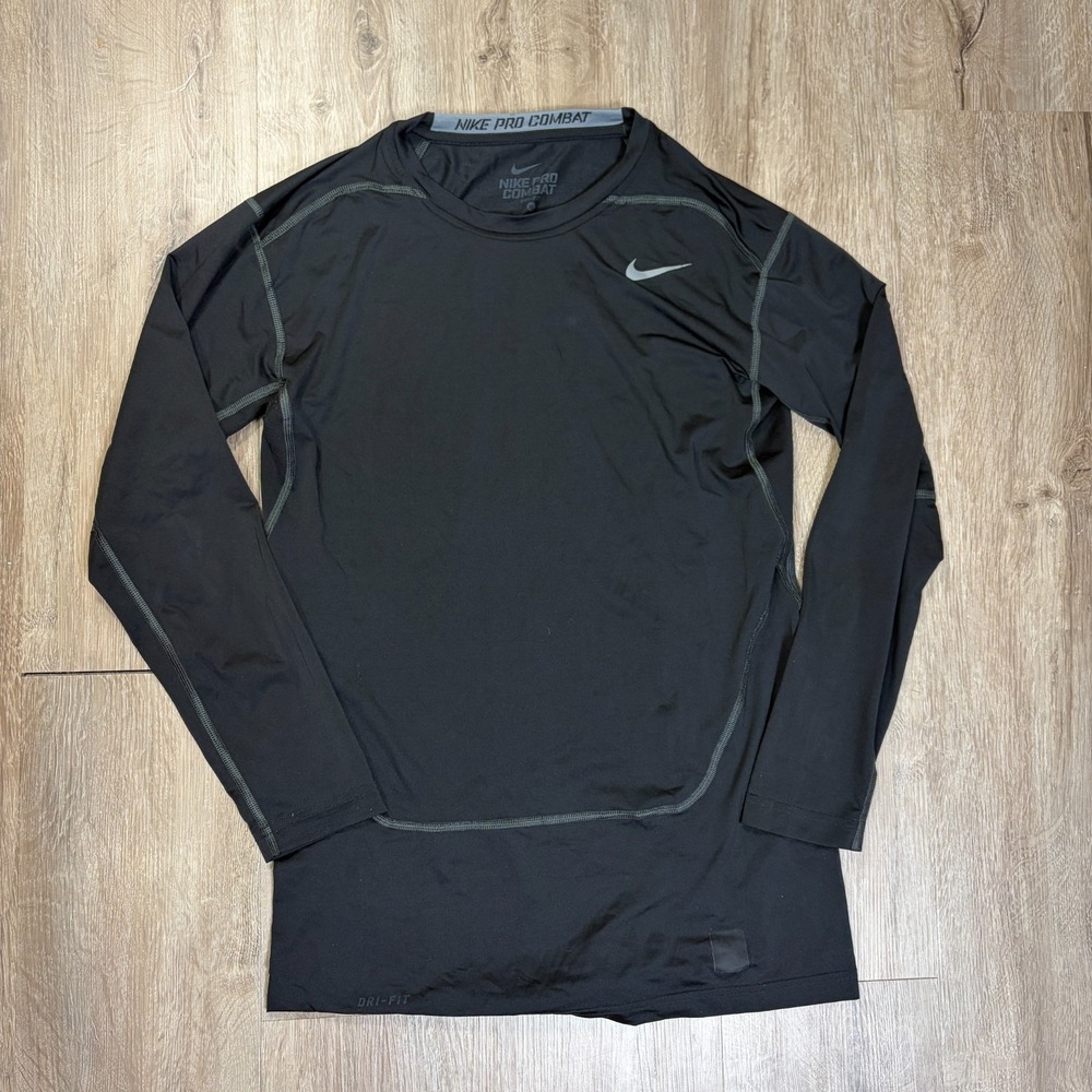 Nike Pro Combat Men's Long Sleeve Shirt Large Black Compression Active